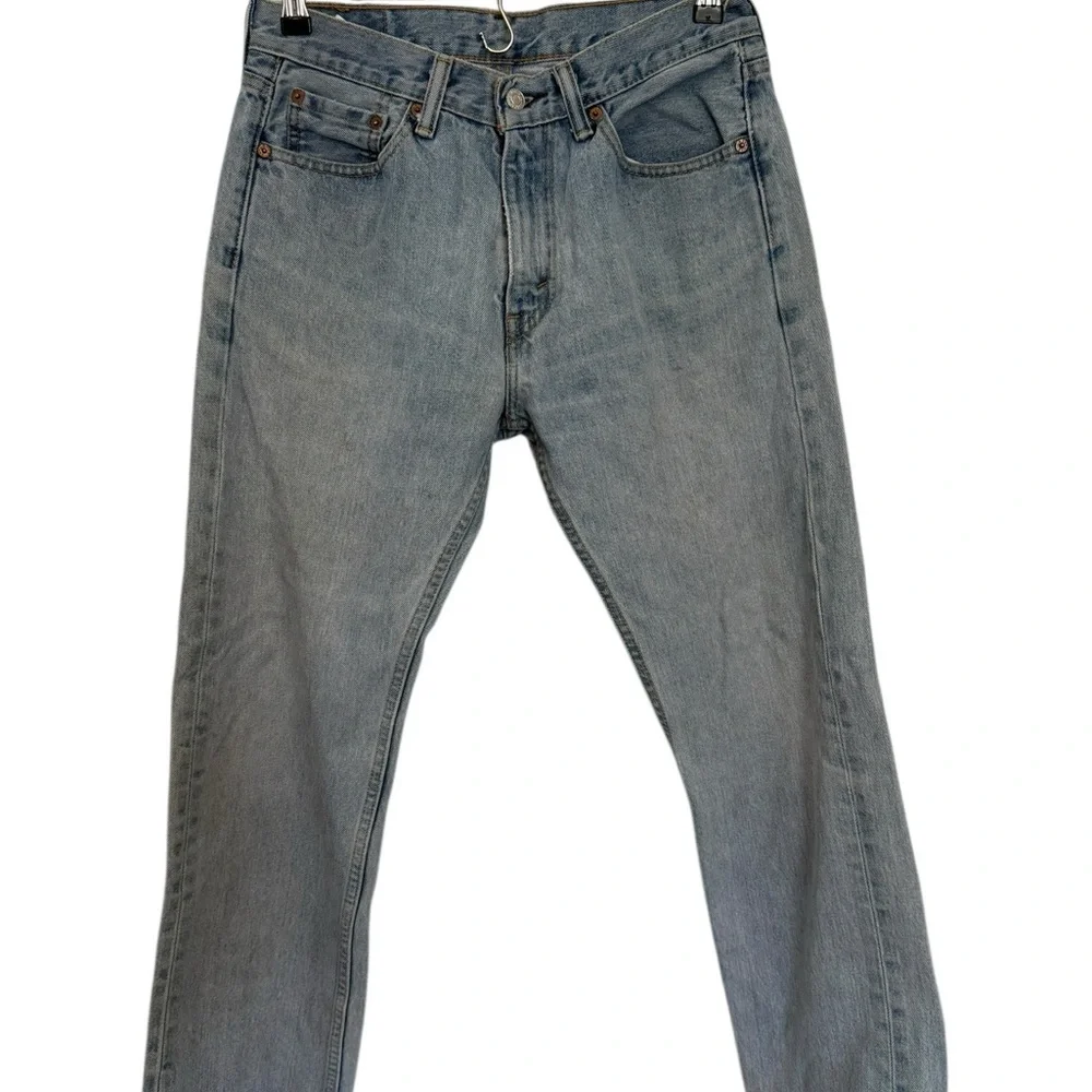 Levi's 505 Blue Denim Straight Leg Jeans Regular Fit Men's